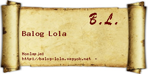 Balog Lola névjegykártya